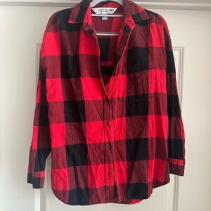 Old Navy Red and Black Plaid Button Down Shirt